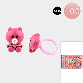 100PCS - Kids Character Adjustable Rings 