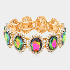 Crystal Rhinestone Oval Stretch Evening Bracelet