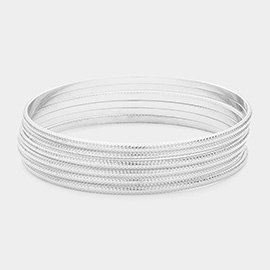 6PCS - Textured Metal Multi Layered Bangle Bracelets