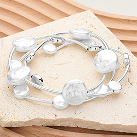 3PCS - Natural Pearl Disc Pointed Stretch Multi Layered Bracelets