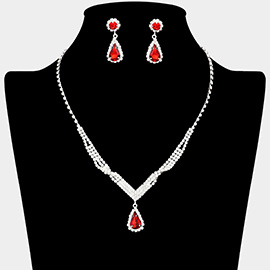 Teardrop Stone Pointed Rhinestone Paved Necklace