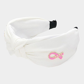 Enamel Pink Ribbon Pointed Knot Headband