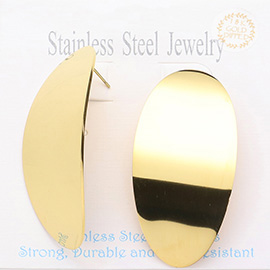 Stainless Steel Oval Domed Stud Earrings