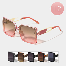 12PCS - Retro Square Frame Tinted Lens Wayfarer Sunglasses