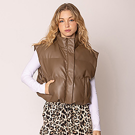 Faux Leather Padded Vest