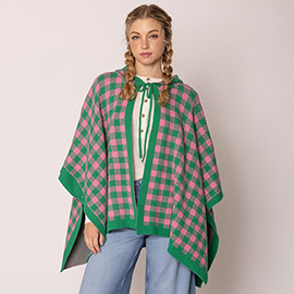 Checkered Knit Cape