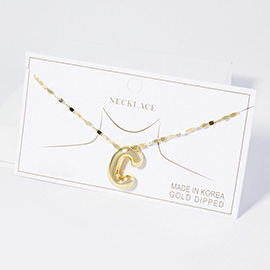 -C- Gold Dipped Metal Bubble Monogram Pendant Necklace