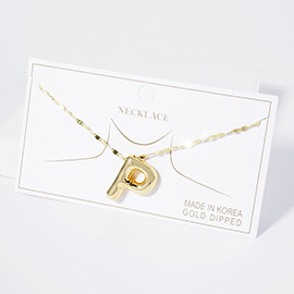 -P- Gold Dipped Metal Bubble Monogram Pendant Necklace