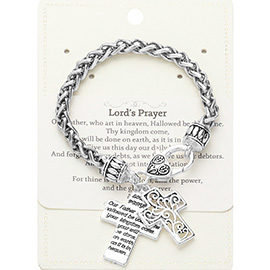 Lord's Prayer Message Antique Cross Charm Bracelet