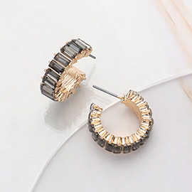 Baguette Stone Cluster Hoop Earrings