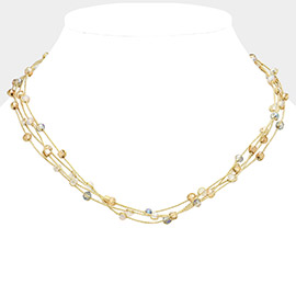 Faceted Beads Station Multi Layered Necklace