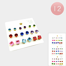 12 SET OF 9 - Stone Cluster Stud Earrings