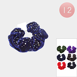 12PCS - Bling Stone Scrunchies Hair Bands