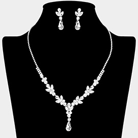 Teardrop Stone Pointed Marquise Stone Rhinestone Paved Necklace