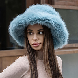 Winter Fluffy Faux Fur Bucket Hat