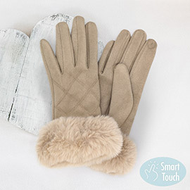 Fluffy Faux Fur Suede Smart Touch Gloves