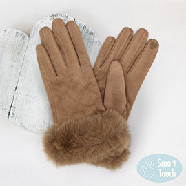 Fluffy Faux Fur Suede Smart Touch Gloves