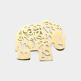 Stainless Steel Cutout Elephant Pin Brooch