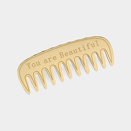 Stainless Steel You Are Beautiful Message Hair Comb Pin Brooch