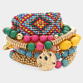 7PCS - Boho Stretchable Multi Layered Bracelets