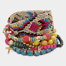 7PCS - Boho Stretch Multi Layered Bracelets