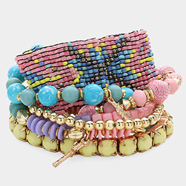 7PCS - Boho Stretch Multi Layered Bracelets