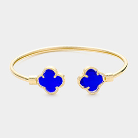 Glass Stone Quatrefoil Tip Cuff Bracelet