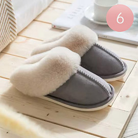 6Pairs - Fur Basic Fuzzy Slippers