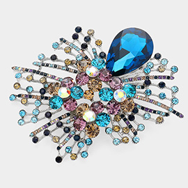 Teardrop Stone Pointed Rhinestone Embellished Pin Brooch