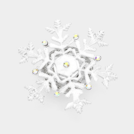 Stone Pointed Sparkly Snowflake Magnetic Brooch