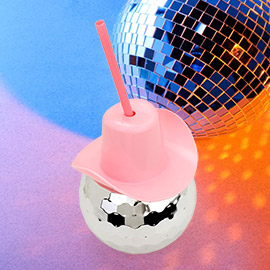 Cowboy Disco Ball Party Cup with Straw