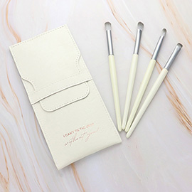 4PCS - Eye Makeup Brush Set in Faux Leather Case