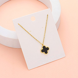 Stainless Steel Quatrefoil Pendant Necklace