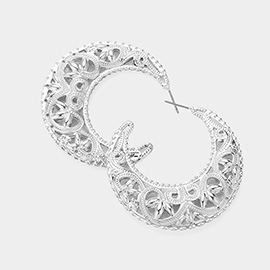 Metal Ethnic Filigree Hoop Earrings