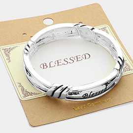 BLESSED Message Antique Metal Stretch Bracelet