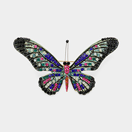 Stone Paved Butterfly Pin Brooch