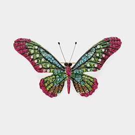 Stone Paved Butterfly Pin Brooch