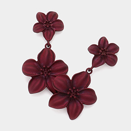 Brushed Matte Flower Link Dangle Earrings