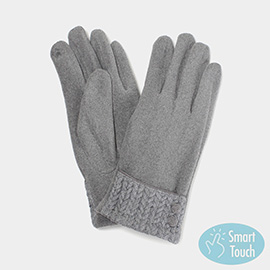 Knit Texture Button Deco Smart Touch Gloves