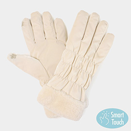 Puffy Faux Fur Cuff Smart Touch Gloves