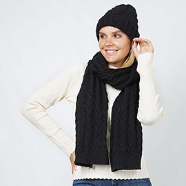 Cable Knit Hat Scarf Set