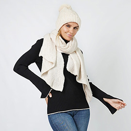 Lurex Stripe Knit Hat Scarf Set