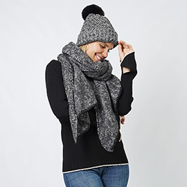 Lurex Stripe Knit Hat Scarf Set