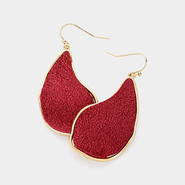 Faux Leather Metal Teardrop Dangle Earrings