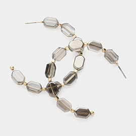 Hexagon Shaped Lucite Link Hoop Earrings