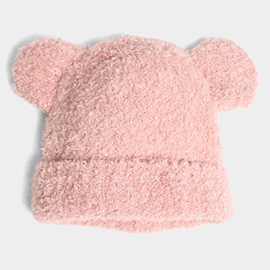 Solid Color Fuzzy Bear Ear Hat