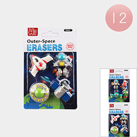 12 SET OF 4 - Outer Space Erasers