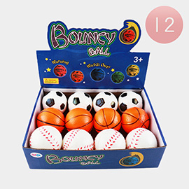 12PCS - Sports Theme Super Bouncing Ball Toys