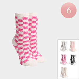 6Pairs - Checkered Mini-Crew Socks