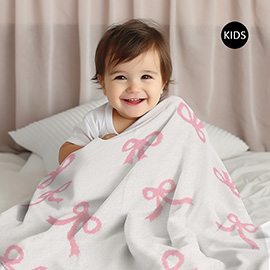 Bow Patterned Reversible Kids Throw Blanket